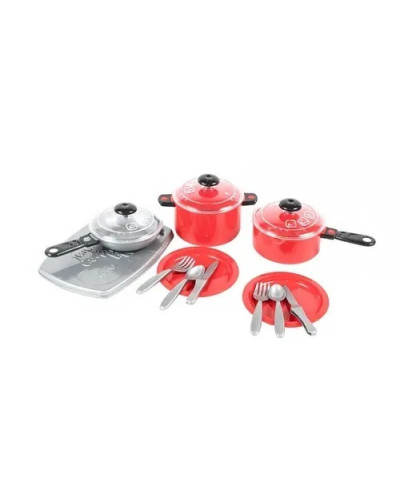 Детский пластиковый набор посуды Красный 348OR 