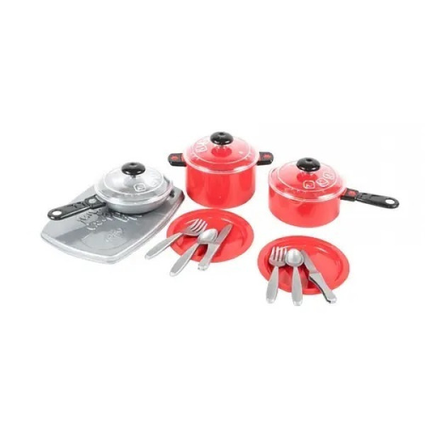 Детский пластиковый набор посуды Красный 348OR