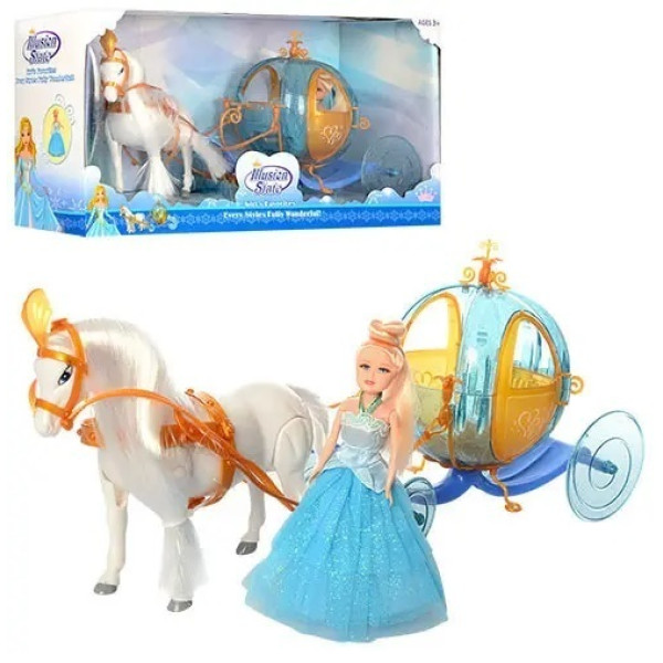 Детская карета с лошадью и куклой типа Барби 258A