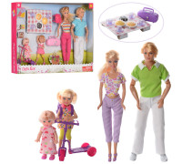 Куклы Defa Семья на пикнике с самокатом 8301