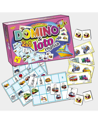 Развивающая настольная игра "Домино+Лото. Транспорт" MKC0220