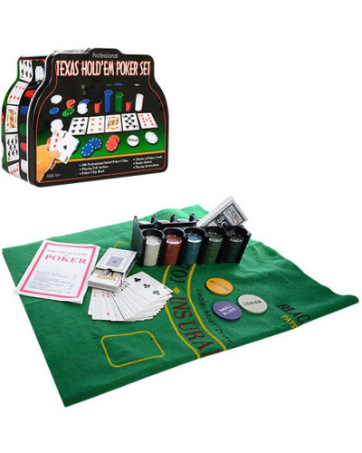 Набір для покеру в металевій коробці THS-153