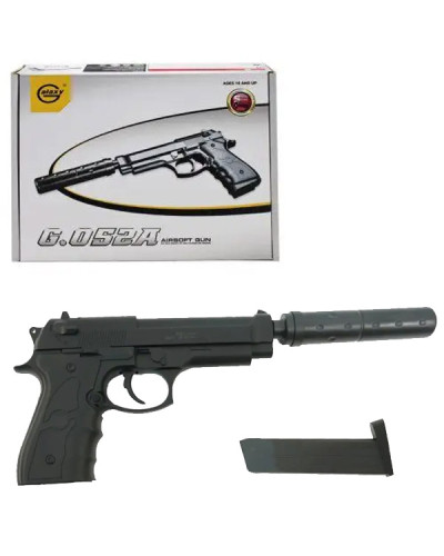 Страйкбольный пластиковый пистолет с глушителем Galaxy Beretta 92 (G052A)
