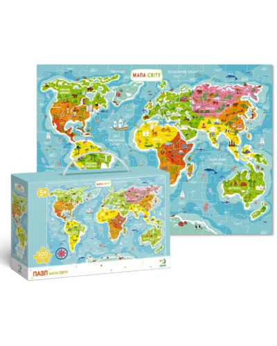 Дитячий пазл "Карта Світу", 100 елементів DoDo 300110/100110