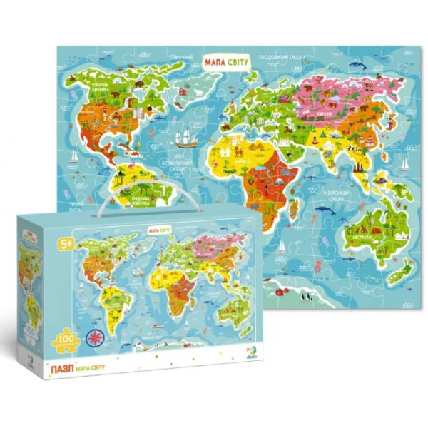 Дитячий пазл "Карта Світу", 100 елементів DoDo 300110/100110
