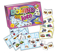 развивающая настольная игра "Домино+Лото. Транспорт" MKC0220 англ