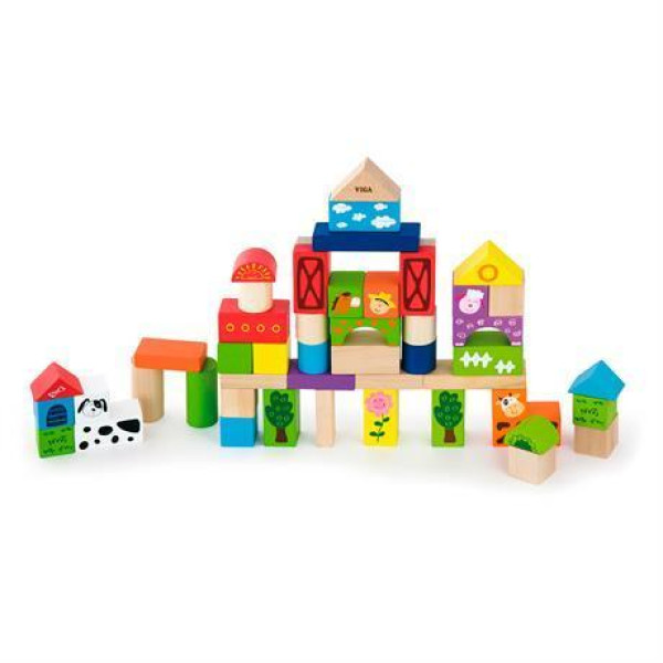 Набор строительных блоков Viga Toys "Ферма", 50 шт., 3 см (50285)