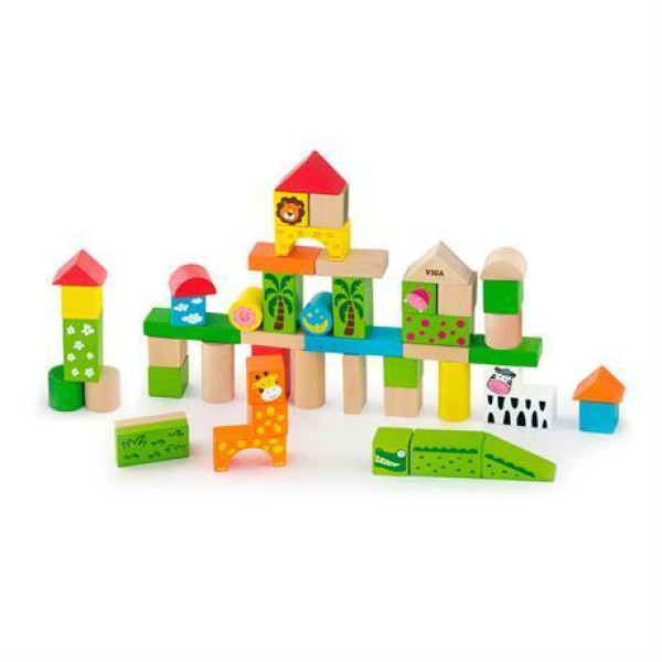 Набір будівельних блоків Viga Toys "Зоопарк", 50 шт., 3 см (50286)