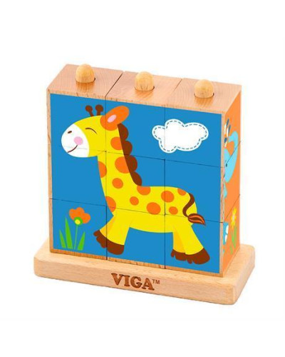 Пазл-кубики вертикальный "Сафари" Viga Toys 50834