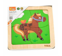 Деревянный мини-пазл Viga Toys Лошадка, 4 эл. (51312)