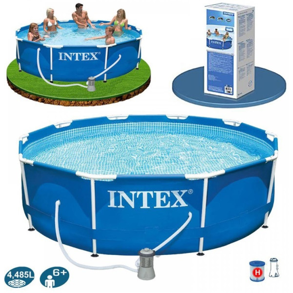 Intex 28202 Каркасный бассейн Metal Frame Pool 305Х76 см, с фильтр-насосом, 4485 л