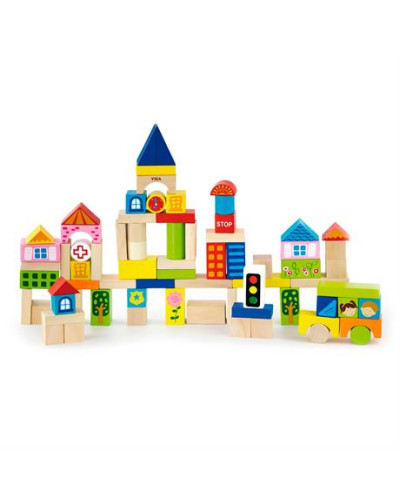 Набір будівельних блоків Viga Toys "Місто", 75 шт., 3 см (50287)