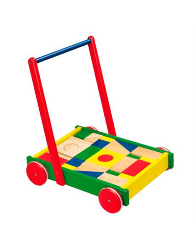 Ходунки-каталка Viga Toys "Тележка с кубиками" (50306)