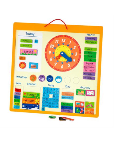Магнитный календарь с часами (Укр) Viga Toys 50377U