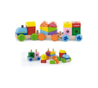 Дерев'яний поїзд Viga Toys Яскраві кубики (50534)