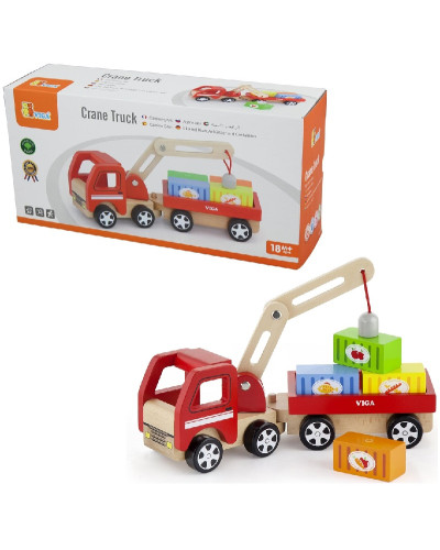 Деревянная игрушечная машинка Автокран Viga Toys 50690